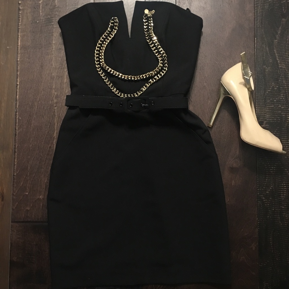 Bebe black mini pocketed dress